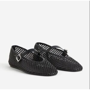 H&M Braided Ballet Flats Black Women Shoes US 9 EUR 40 Designer Brand New